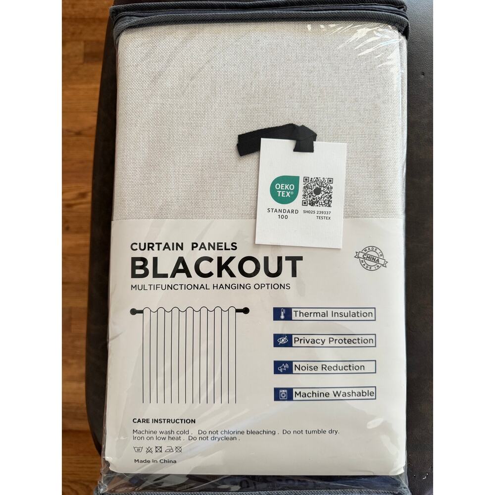 Linen Total Blackout Curtains for Bedroom Living Room 50W 84L Inch, Cream